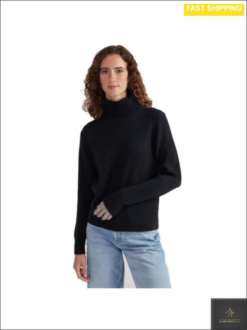 100% Cashmere Boxy Turtleneck Pullover Sweater